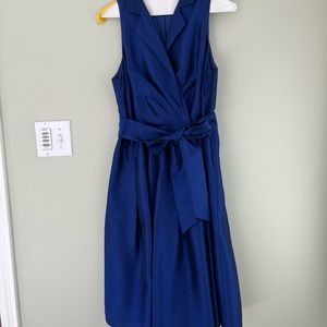 Blue taffeta knee length dress